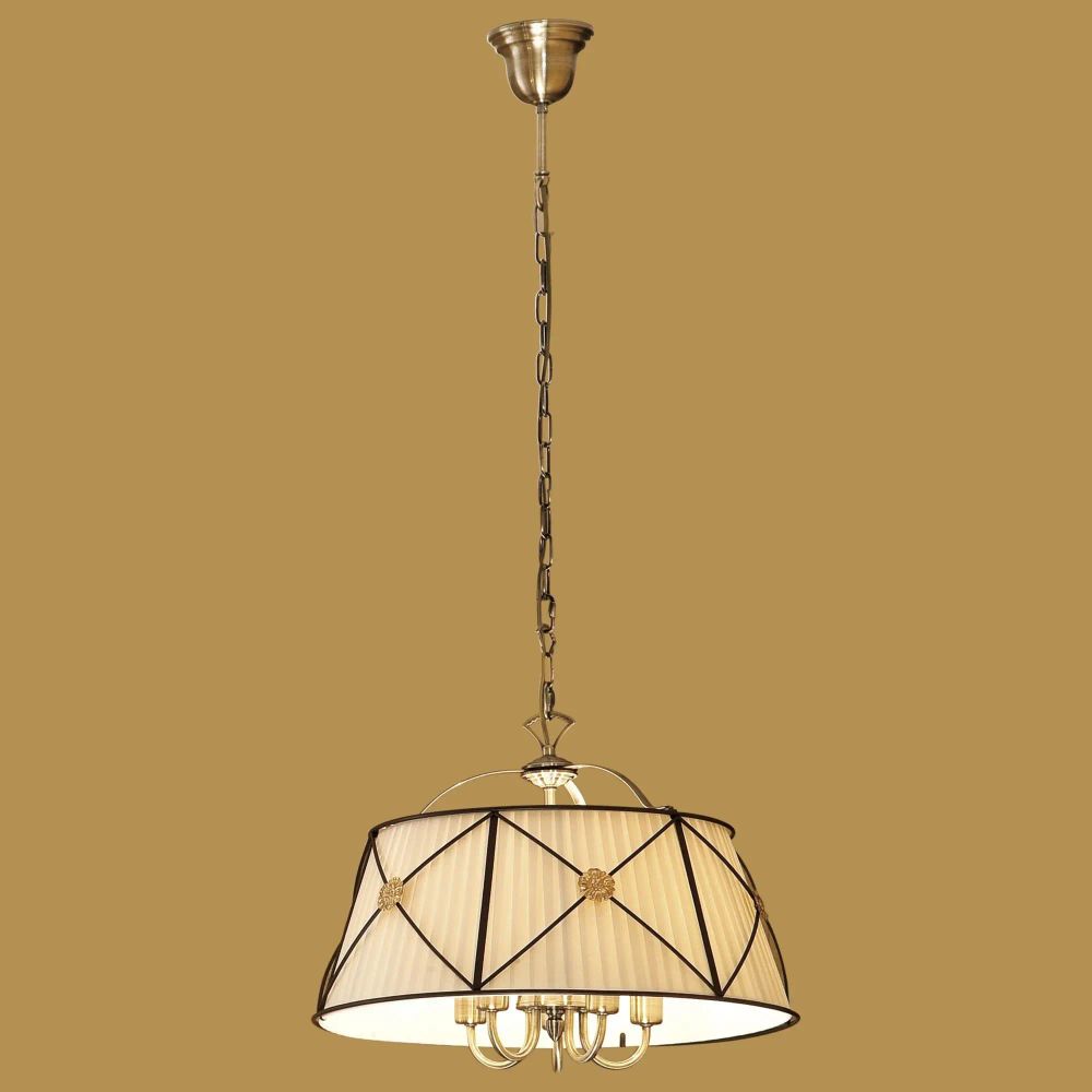 Citilux Дрезден CL409151 Люстра подвесная с бежевым абажуром Бронза