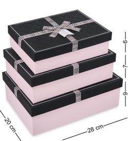 WF-171-B Набор коробок из 3 шт, черный/розовый