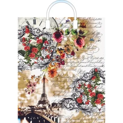 Пакет ПЭ с пластмассовыми ручками 38+3Артпласт х150 (Воспоминан (комплект 10 шт)