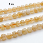 "Цитрин" бусины (кварц), диаметр около 6-6,3 мм, цена за 30-31 шт (1/2 нити)