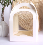 Коробка для кулича с двумя полукруглыми окнами 18х18х27,5 см.