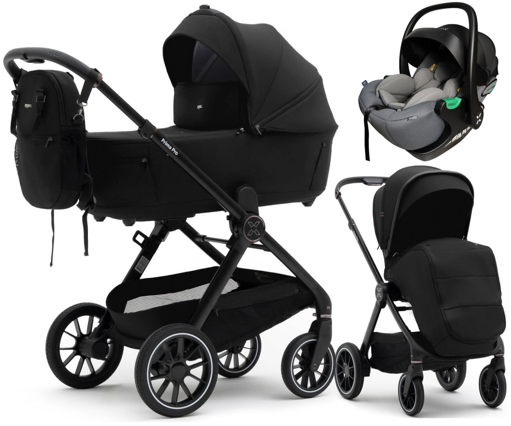 Коляска Agex Prima Pro 3 в 1 с автокреслом i-Safe Grey APP626 Black (Черный)