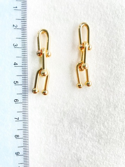 0675-з Серьги тройное звено, 36*8, позолота, пара