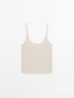 Massimo Dutti Хлопковый топ на бретелях, каменный