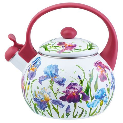 Чайник сталь, эмал, 2 л, свист, Appetite, Ирисы, FT7-IR