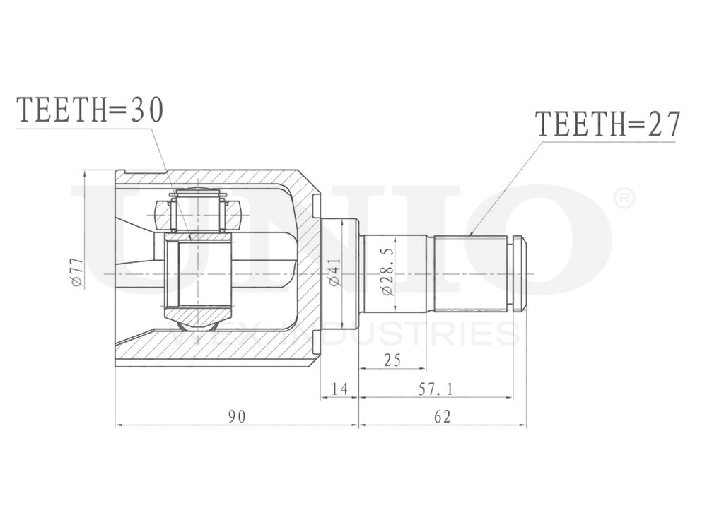 ШРУС внутренний UNIO CVJ-30106
