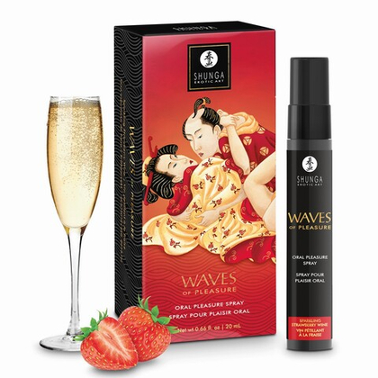 Shunga Waves of Pleasure Sparkling strawberry wine – оральный спрей, Клубника, 20 мл
