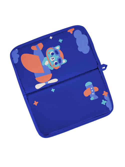 Коврик в садик для переобувания 30х36 см, Котик пилот (синий)