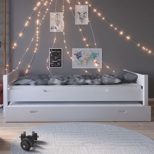 Кровать Амелия с выдвижным спальным местом 90x200 (белый воск)