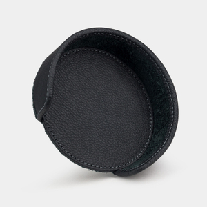 Подставка под подстаканники из натуральной кожи теленка, черного цвета