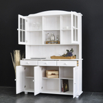 Шкаф витрина Лена трехдверный 132х39х192 см из массива сосны / буфет для кухни, белый