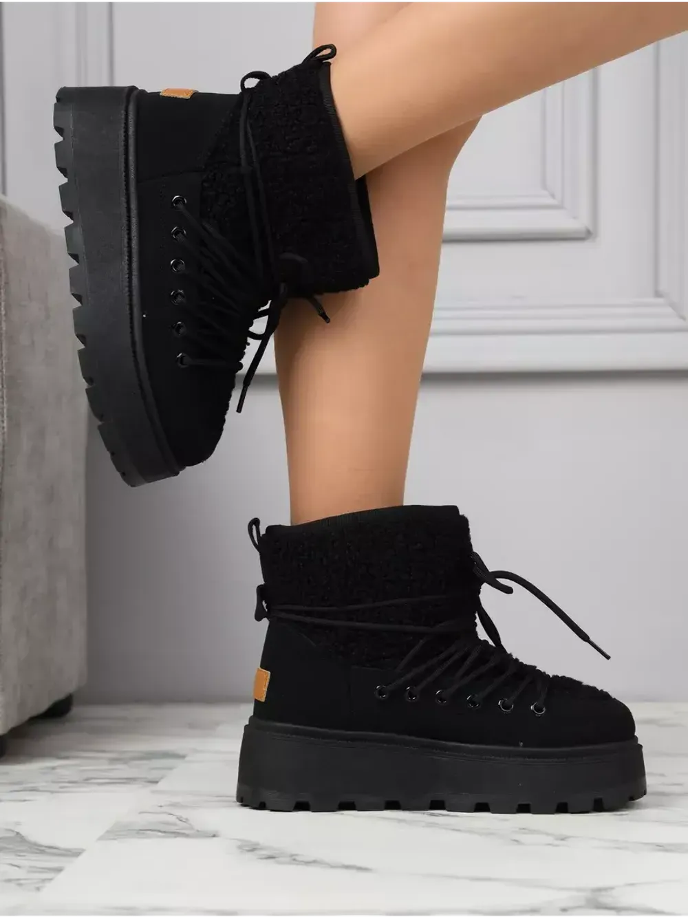 Зимние угги натуральный мех на платформе