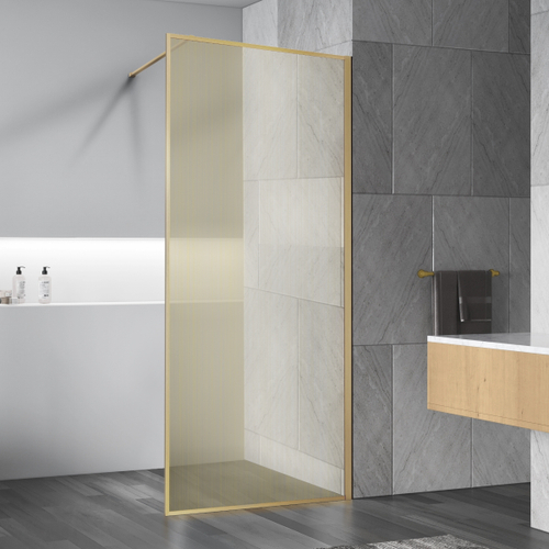 Душевая перегородка Walk-In VSW-1HP100GWBG, 1000*2000,браш.золото, стекло ламинир. с золотыми нитями