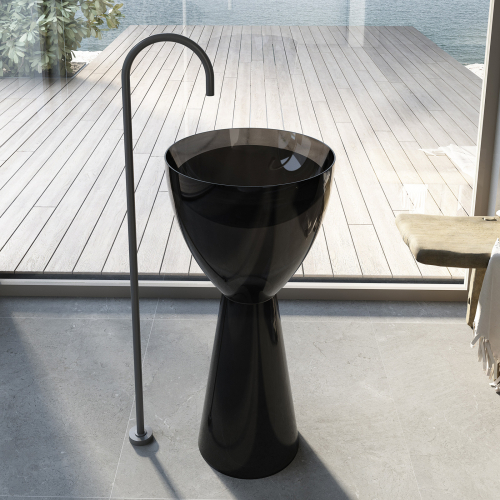 Раковина отдельностоящая прозрачная ABBER Kristall AT2703Onyx черная