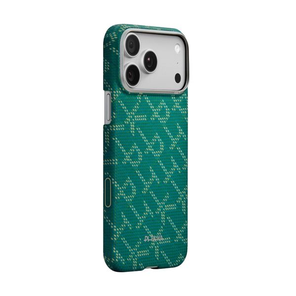 Чехол Pitaka Edge Case для iPhone 17 Pro, Зеленый монограм | Monogram Gold/Green