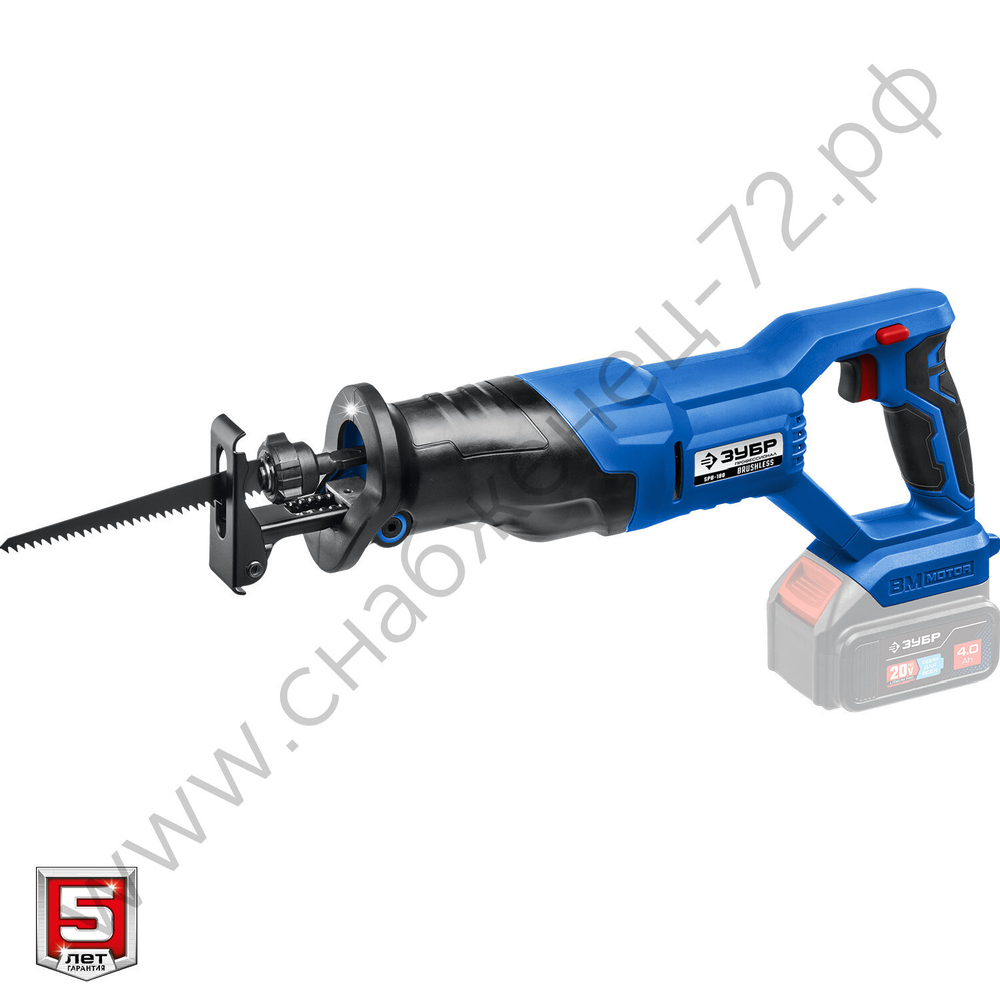 ЗУБР Т7, 20 В, 180 мм, без АКБ, бесщеточная пила сабельная, Профессионал (SPB-180)