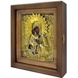 Феодоровская икона Божией Матери старинная писанная в окладе.
