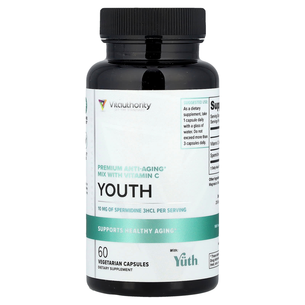 Vitauthority, Youth, антивозрастная смесь премиального качества с витамином C, 60 вегетарианских капсул