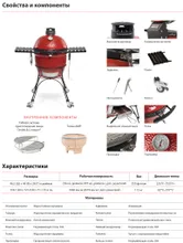 Керамический гриль Kamado Joe Classic II, 46 см (красный), с ножками и столиками