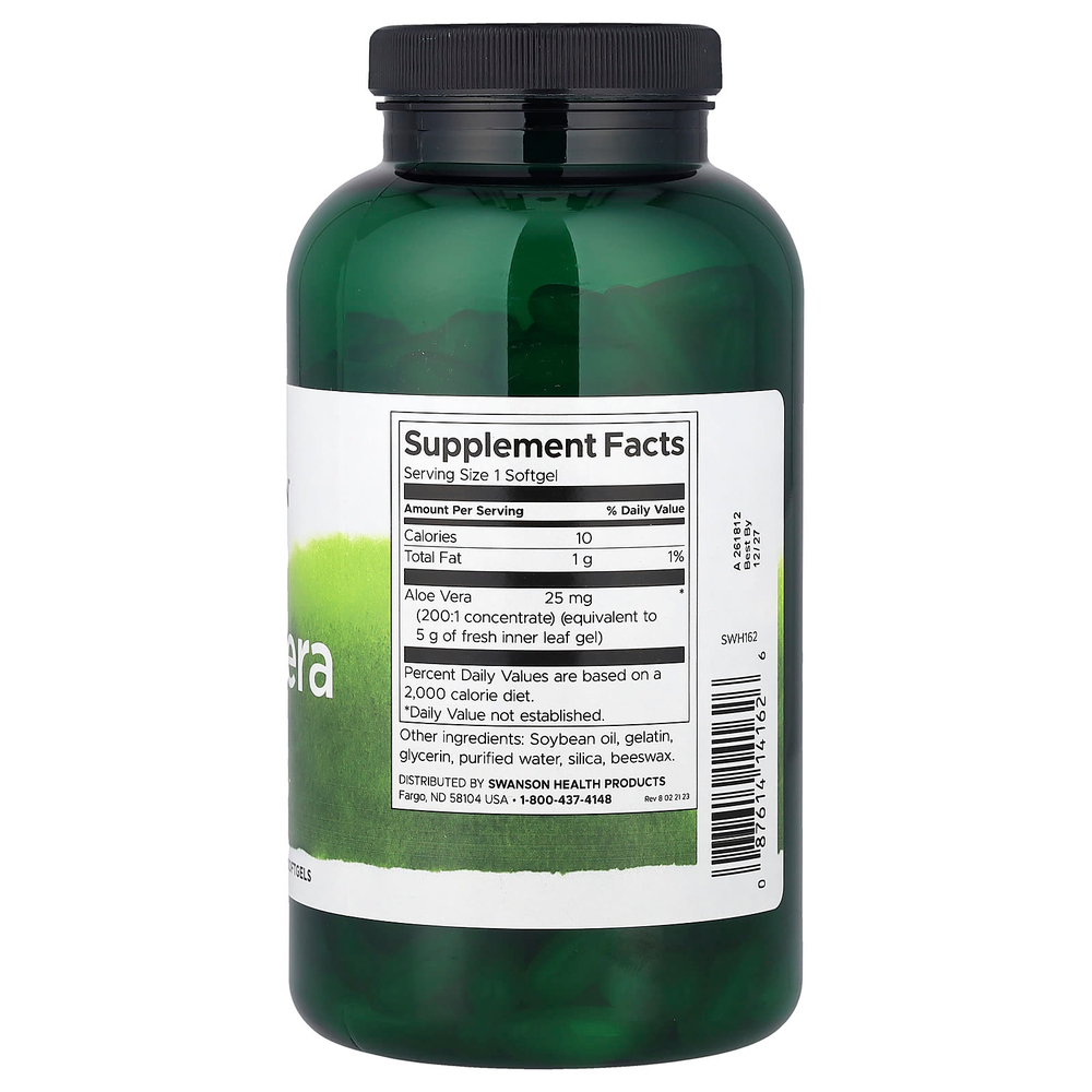Swanson, алоэ вера, 25 мг, 300 капсул