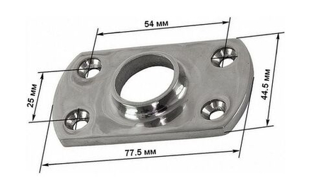 Основание стойки леера 7/8" (22 мм), 90 град, прямоугольное под сварку