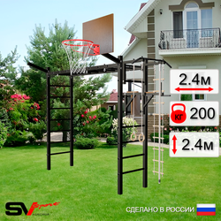 Уличная шведская стенка Sv Sport рукоход У5081К (Турник/Брусья/Щит баскет/Кронш бокс/Канат/кольца/лестница)