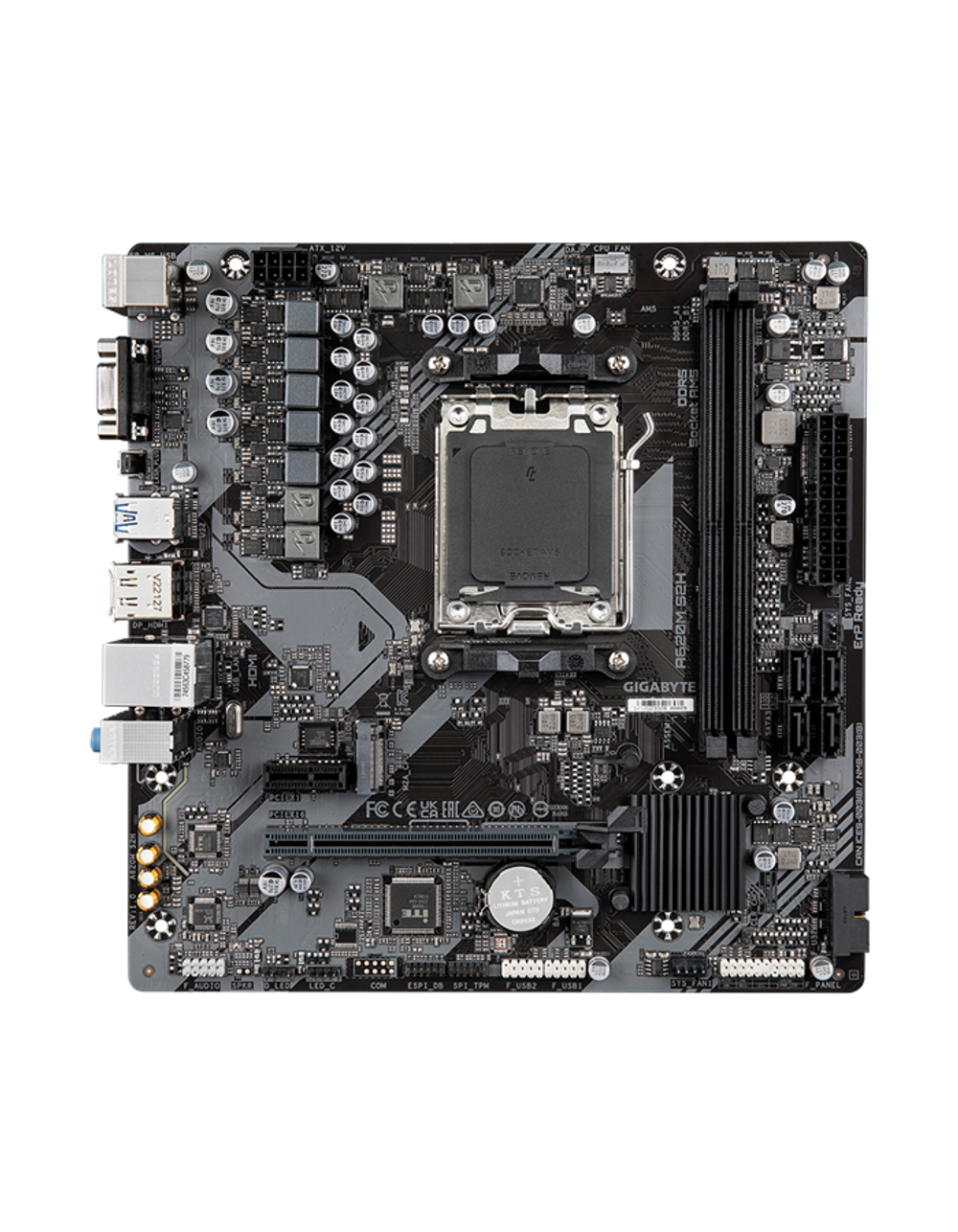 Материнская плата GIGABYTE A620M S2H, AM5, A620, 2*DDR5, 4*SATA, 1*M.2, 2*USB 3.2, 4*USB 2.0, 1*PCIx16, 1*PCIx1, DP+HDMI+D-Sub, mATX