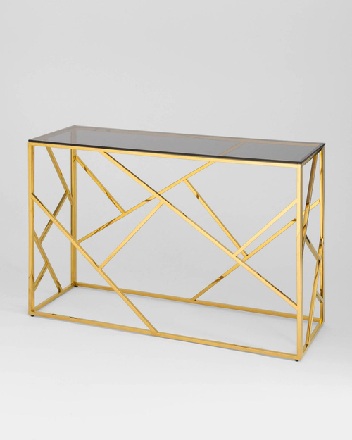 Консоль АРТ ДЕКО 120х40 золото стекло smoke