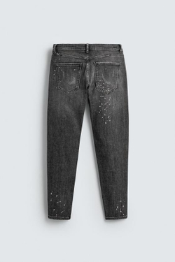ZARA ДЖИНСЫ SKINNY FIT С ДЫРАМИ, СЕРЫЙ
