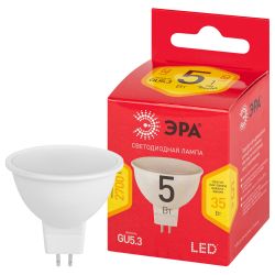 Лампа светодиодная ЭРА RED LINE LED MR16-5W-827-GU5.3 R GU5.3 5 Вт софит теплый белый свет | Лампы cветодиодные Точечные (Софиты) (MR, PAR)