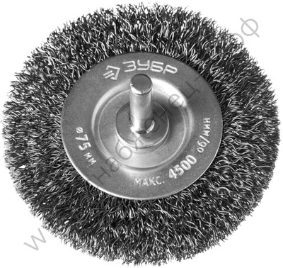 ЗУБР 75 мм, витая стальная проволока, 0.3 мм, Щетка дисковая, Профессионал (35198-075)