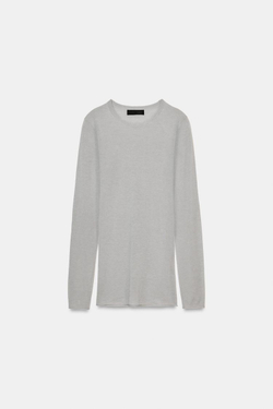 ZARA ТОНКИЙ СВИТЕР ИЗ СМЕСОВОЙ ШЕРСТИ, ЖЕМЧУЖНО-СЕРЫЙ