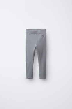 ZARA ЛЕГИНСЫ В РУБЧИК С НАШИВКОЙ, СЕРЫЙ