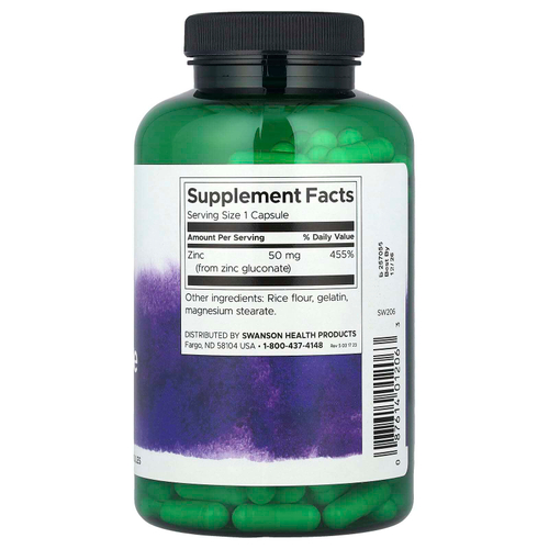 Swanson, Глюконат цинка, 50 мг, 250 капсул