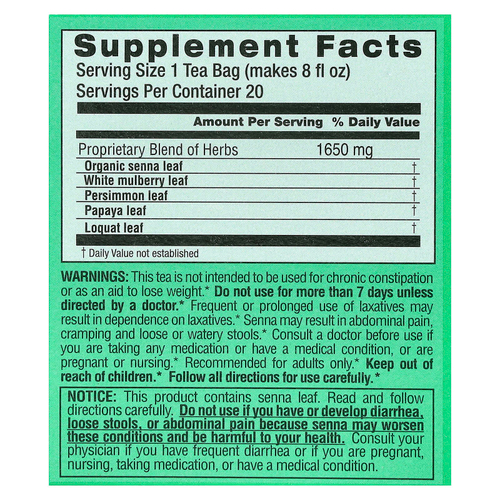 Triple Leaf Tea, Ultra Slim, травяной чай, с листьями белой шелковицы, без кофеина, 20 чайных пакетиков, 33 г (1,16 унции)