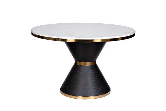 Стол обеденный круглый искусственный мрамор/черный металл