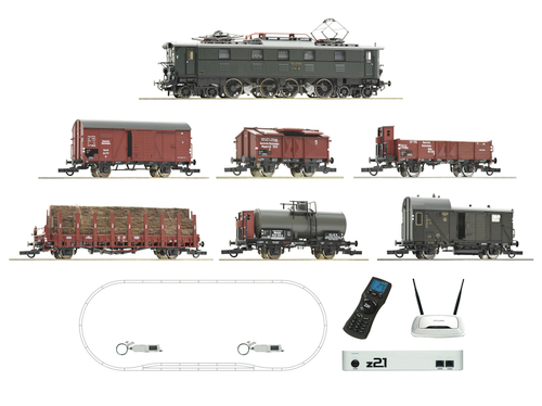 Цифровой набор z21: Электровоз E 52 со звуком + 6 грузовых вагонов, DRG, Ep.II