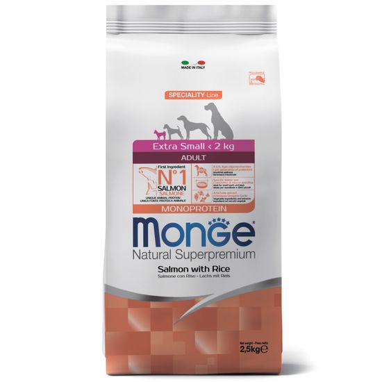 Monge Dog Monoprotein Extra Small корм для взрослых собак миниатюрных пород лосось с рисом (2,5)