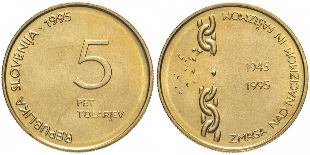 Словения 5 толаров, 1995 50 лет Победы UNC