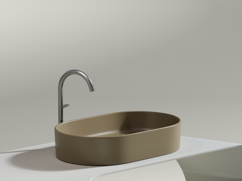 Умывальник чаша накладная овальная (цвет Капучино Матовый) Element 608x385x122мм