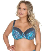 Купальный лиф с рисунком в виде веточек (Размер: 80E) (Цвет: аквамариновый)