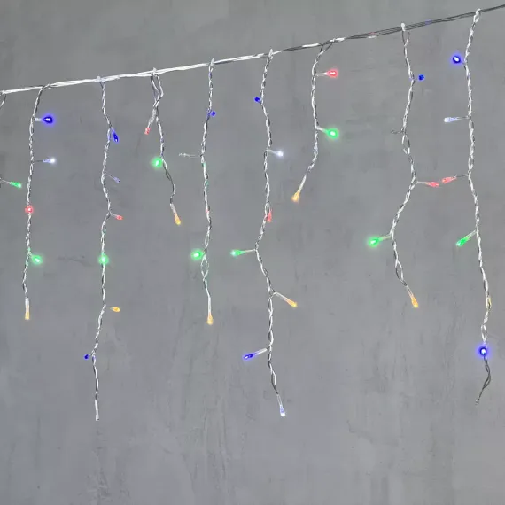 Светодиодная бахрома 4,9*0,5 м., 240 разноцветных LED ламп, мерцание, прозрачный провод ПВХ, Beauty Led (PIL240BLW-10-2M)