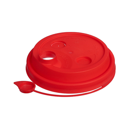 Крышка с питейником (диаметр 90 мм) (50шт/уп) (цвет красный)