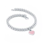 Браслет из серебра, 925 , Tiffany, с сердцем покрытым розовой эмалью💖 В наличии