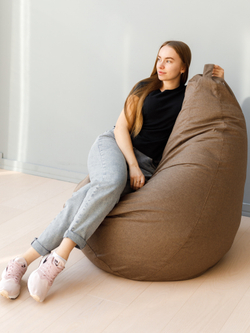 Кресло Мешок Груша Светло-Коричневая Рогожка (5XL, Классический)