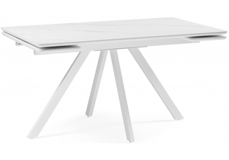 Керамический стол Woodville Вилли 140 (200) х 80 белый мрамор alpin white, snow white, белый, ножки белые