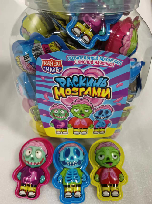 Жевательный мармелад с кислой начинкой "Раскинь мозгами" 10гр*50шт*12 банок