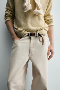 ZARA ДЖИНСЫ BAGGY FIT, ЭКРЮ