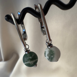 Комплект "Стрела пути" с моховым агатом и гематитом