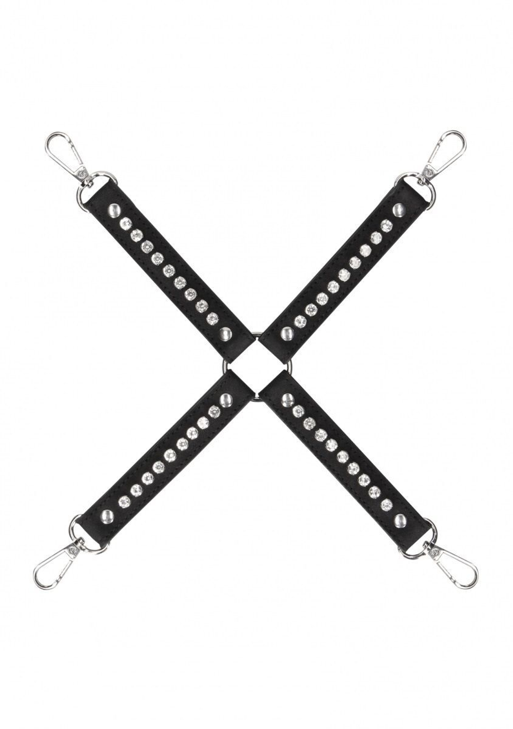 Черный крестообразный фиксатор Diamond Studded Hogtie (Цвет: черный)